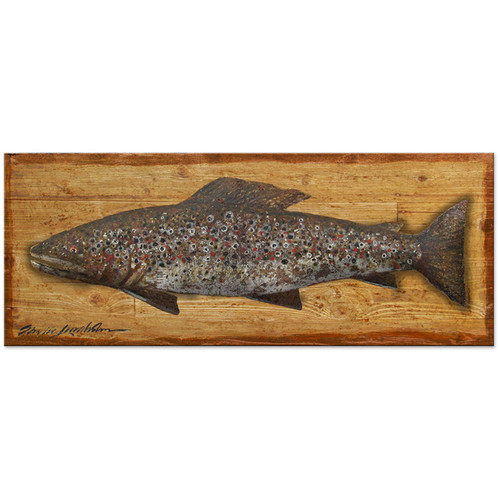 Brown Trout Metal and Wood Wall Hanging