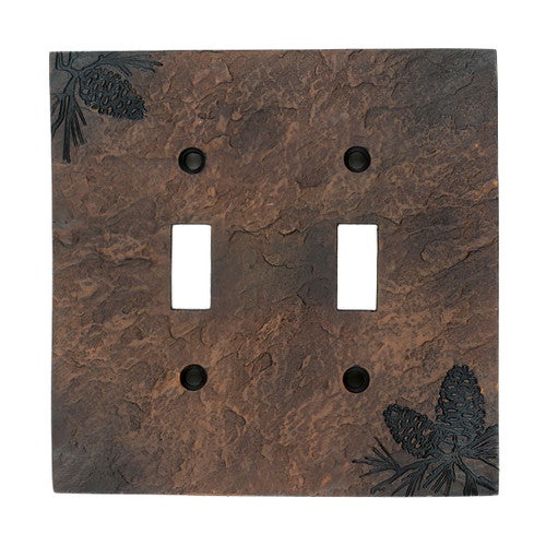 Stone Finish Pinecone Double Switch Cover