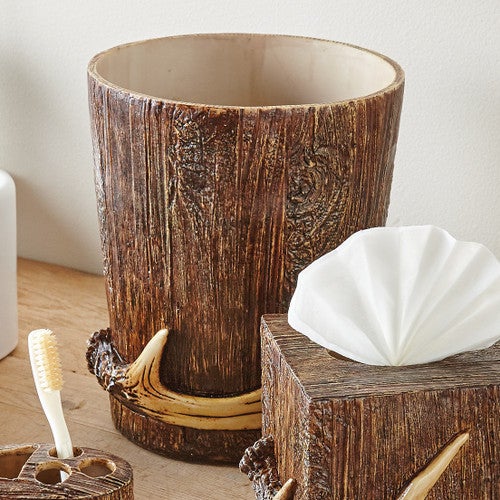Buck Mountain Antler Waste Basket