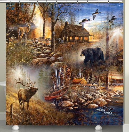 Cabin Animals Shower Curtain