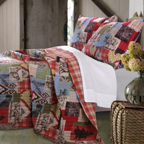 Cabin Collage 3pc Quilt Bed Set - Full/Queen