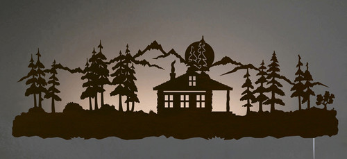 Cabin in Pines Back Lit Wall Art