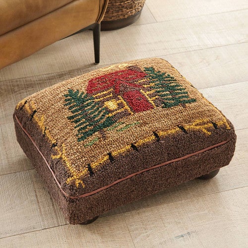 Cabin in the Woods Hooked Top Footstool