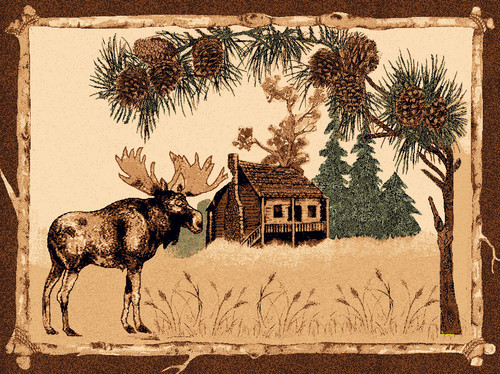 Cabin Moose Rug - 4 x 5