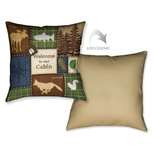 Cabin Patchwork Print Pillow