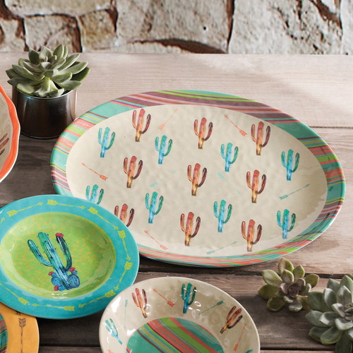 Cactus Design Melamine Serving Platter - OVERSTOCK