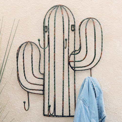Cactus Metal Art Wall Hooks