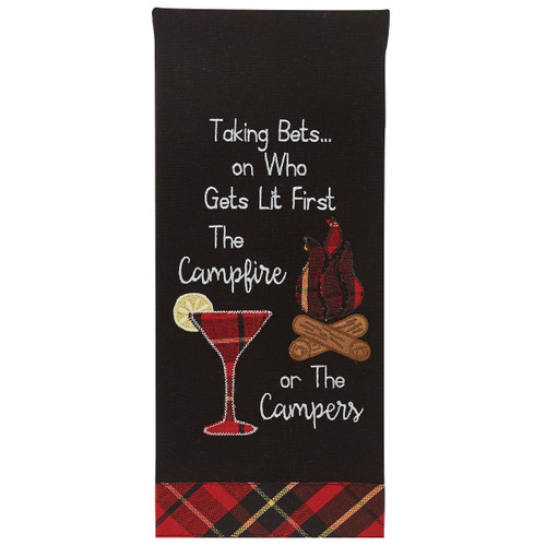 Campers or Campfire Appliqued Dishtowels - Set of 6