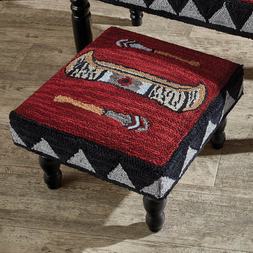 Canoe Trip Hooked Wool Stool