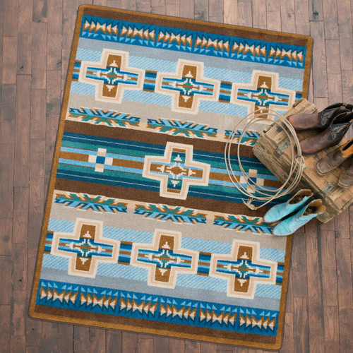 Canyon Cross Blue Rug - 5 x 8