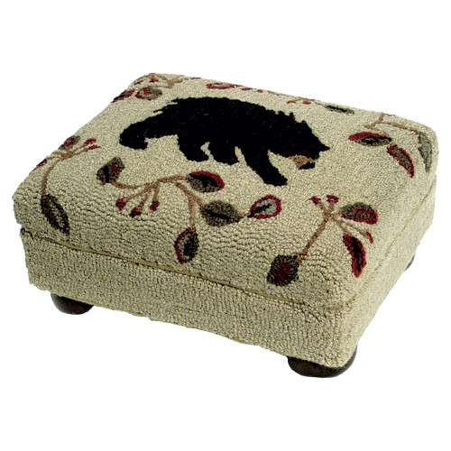 Black Bear Wool Footstool