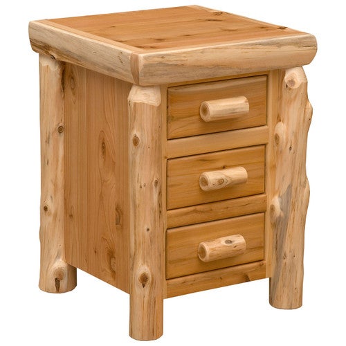 Cedar Log 3 Drawer Nightstand