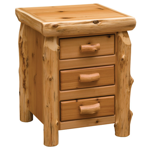 Cedar Log 3 Drawer Nightstand