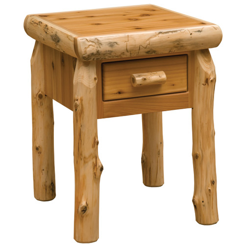 Cedar Log One Drawer Nightstand