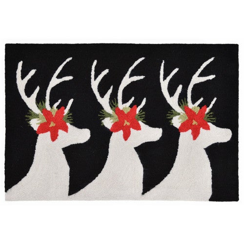 Poinsettia Reindeer Indoor/Outdoor Rugs
