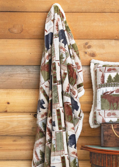 Bear & Moose Wilderness Plush Throw