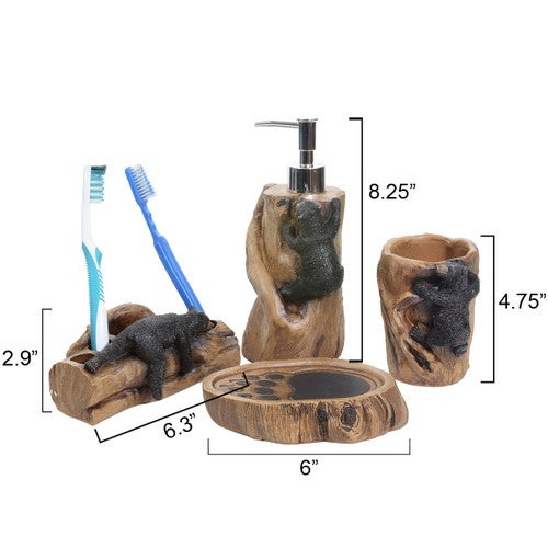 Climbing Black Bears Bath Set - Set of 4