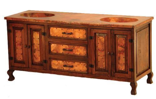 Four-Door Sink Cabinet with Copper - 3 Drawer