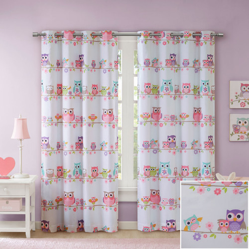 Colorful Owls Blackout Panel - 63 Inch