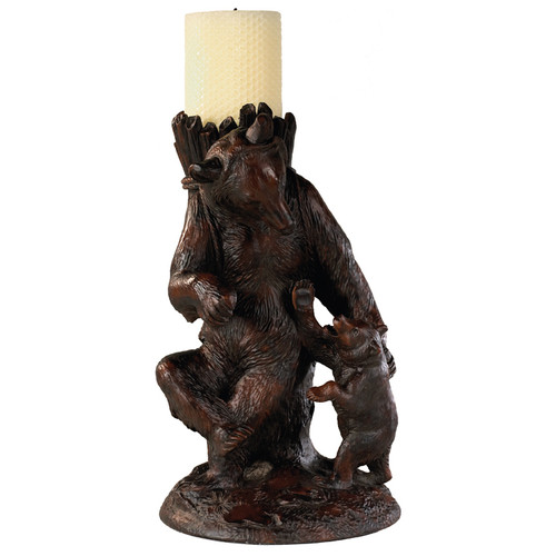 Come Here Bears Candleholder - Burlwood