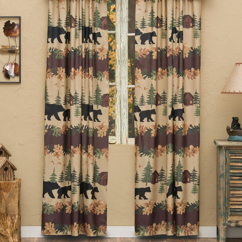 Cozy Cabin Bears Lined Drapes