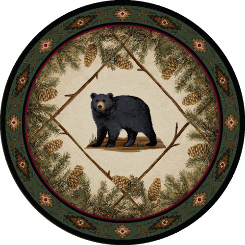 Curious Cub Black Bear Rug - 8 Ft. Round