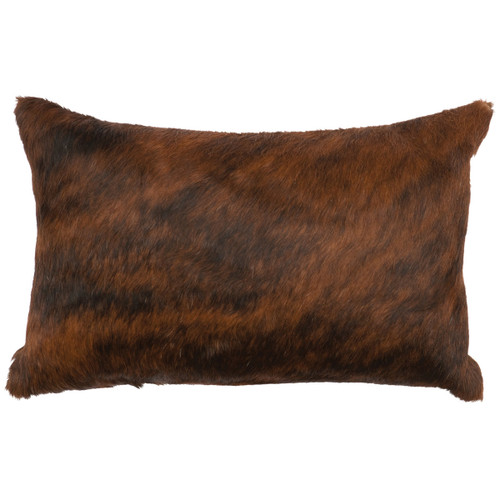 Dark Brindle Hair-on-Hide Rectangle Pillow with Fabric Back