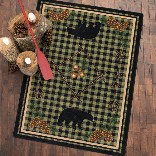 Deep Woods Bear Green Rug - 4 x 5 - OVERSTOCK