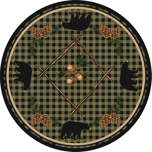 Deep Woods Bear Green Rug - 8 Ft. Round