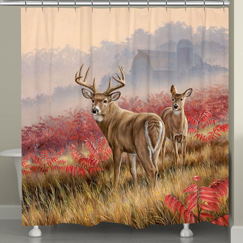 Deer in Lifting Fog Shower Curtain