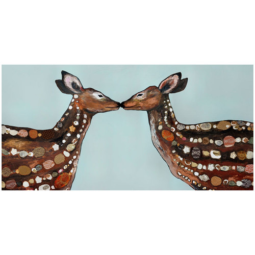 Kissing Deer Ice Blue Wall Art - 36 x 18