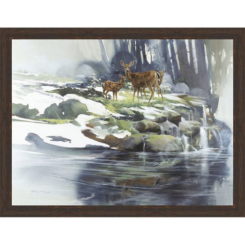 Deer Pond Framed Canvas