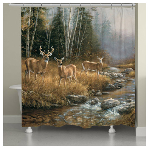 Deer Stream Shower Curtain
