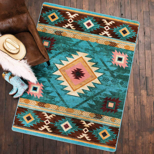 Diamond Creek Turquoise Rug - 5 x 8