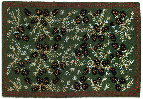 Diamond Pine Hooked Wool Rug - 4 x 6
