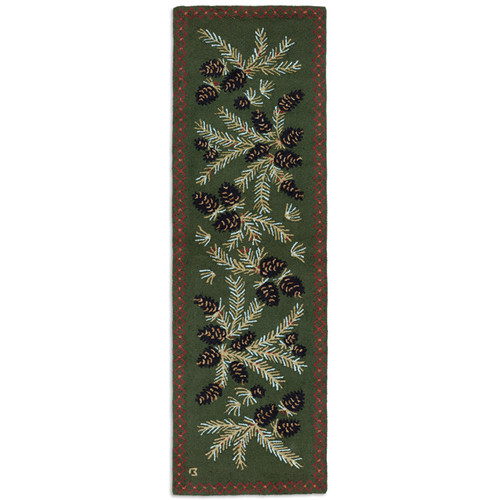 Diamond Pine Hooked Wool Rug - 3 x 8
