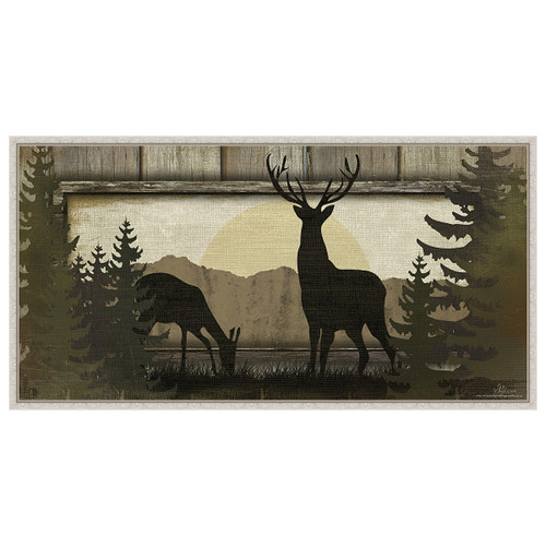 Doe & Buck White Framed Canvas