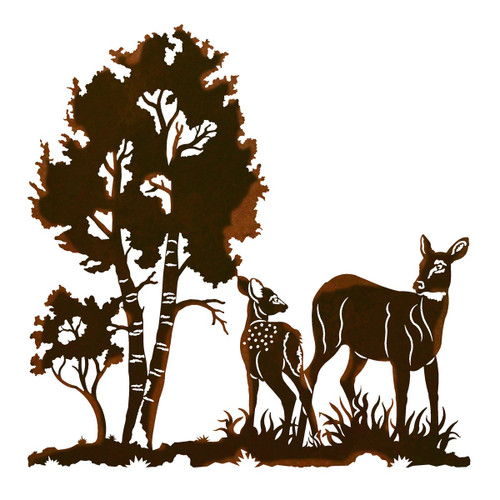 Doe and Fawn Metal Wall Art