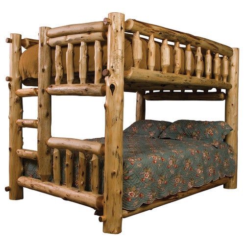 Log Bunk Bed - Full/Queen (Ladder Left)