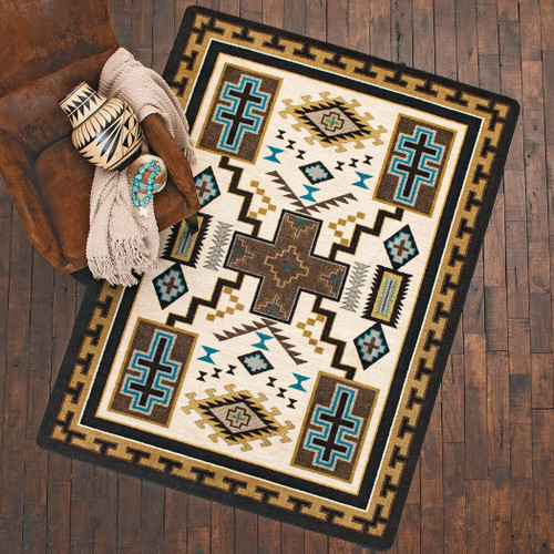 Double Cross Blue Rug - 3 x 4