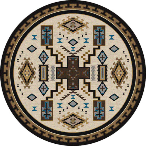 Double Cross Blue Rug - 8 Ft. Round
