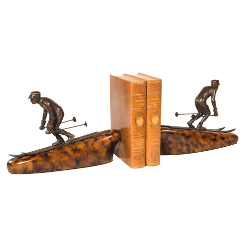 Downhill Skier Bookends - Bronze