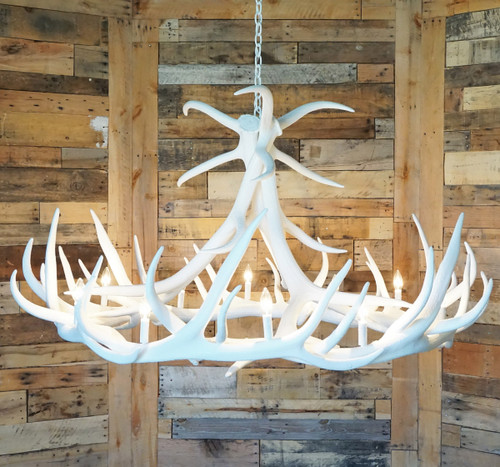 Elk 9 Antler White Chandelier - Black