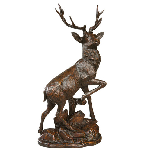 English Oak Deer Sculpture - Right Facing