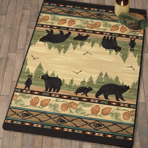 Family Time Black Bear & Cubs Rug - 2 x 8