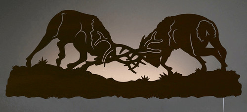 Fighting Bull Elk Back Lit Wall Art
