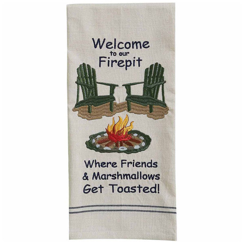 Firepit Welcome Embroidered Dishtowels - Set of 6
