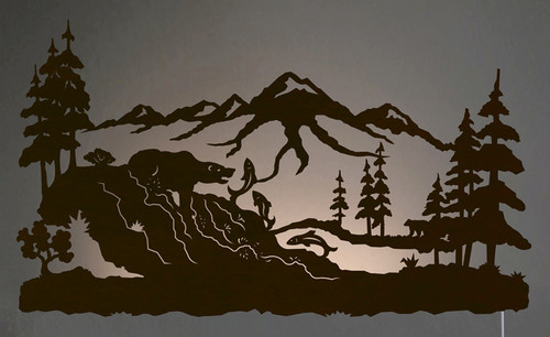 Fishing Bear Back Lit Wall Art
