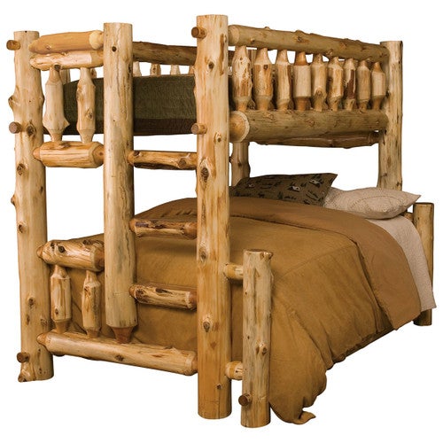 Cedar Log Bunk Bed - Twin/Full - Right Ladder