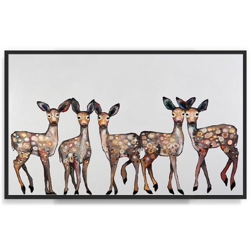 Family of Fawns Framed Canvas Wall Art